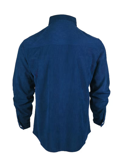 Camisa El Estanciero · Pana Canalada con Paneles de Cuero