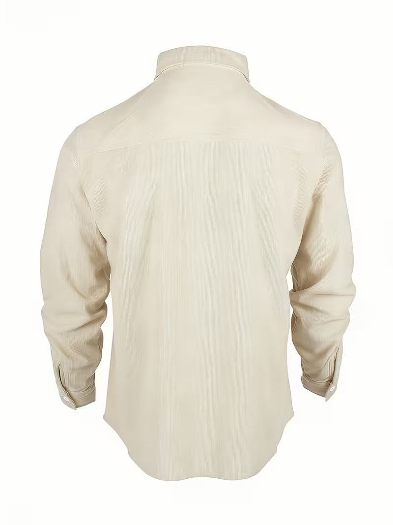 Camisa El Estanciero · Pana Canalada con Paneles de Cuero