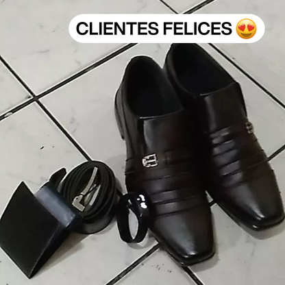 [¡COMPRÁ 1 Y LLEVATE 3 DE REGALO!] Zapatos de Cuero Premium + Cinturón + Billetera + Reloj Digital