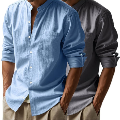 [BUY 1 GET 1 FREE] Santorini Premium Men’s Linen Shirts + FREE Exclusive Watch Gift