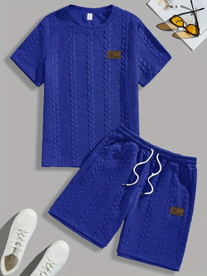 Camiseta de manga curta e shorts com cordão - Marrom, Conjunto de verão