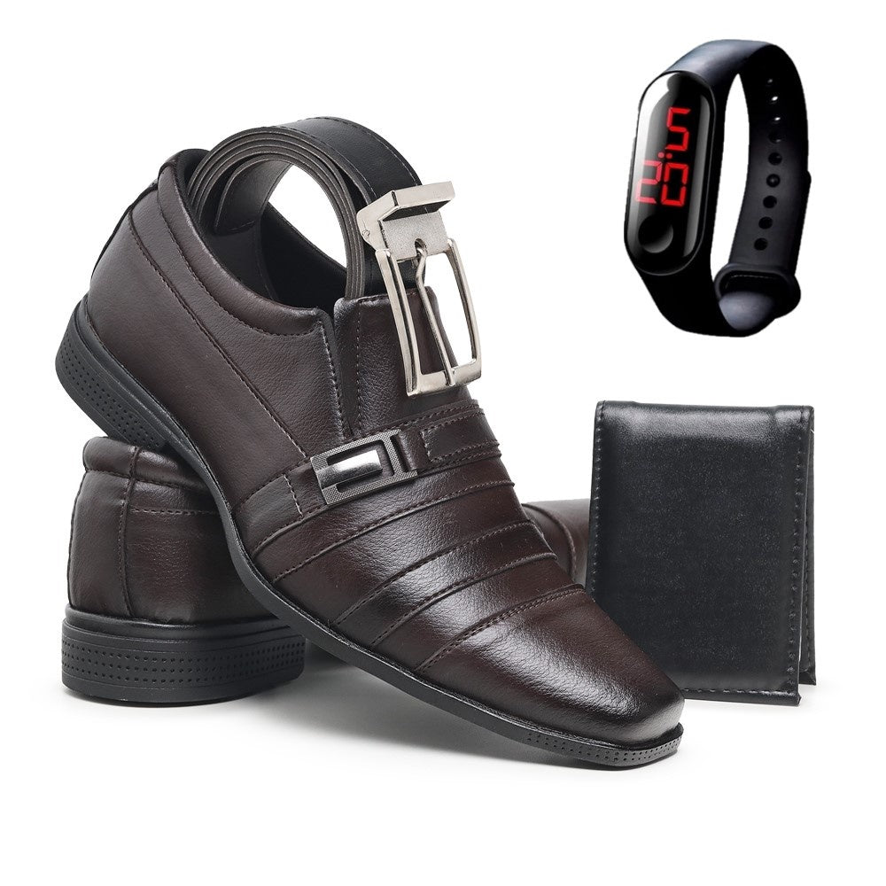 [¡COMPRÁ 1 Y LLEVATE 3 DE REGALO!] Zapatos de Cuero Premium + Cinturón + Billetera + Reloj Digital